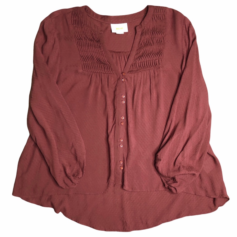Anthropologie Maeve Pin Tuck Peasant Blouse